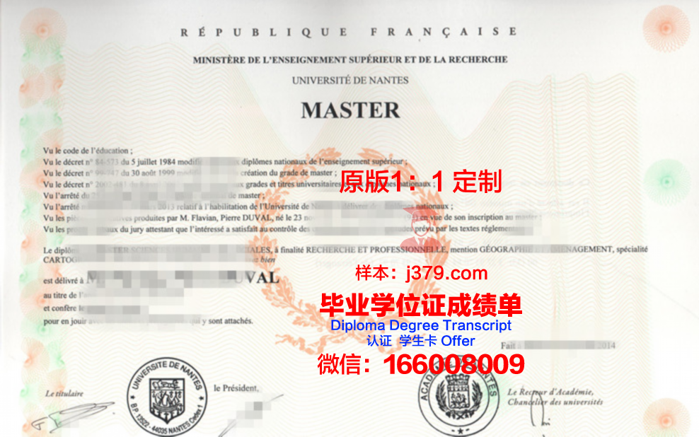 南特圣纳泽尔美术学院毕业证高清图(南特美术学院世界排名)