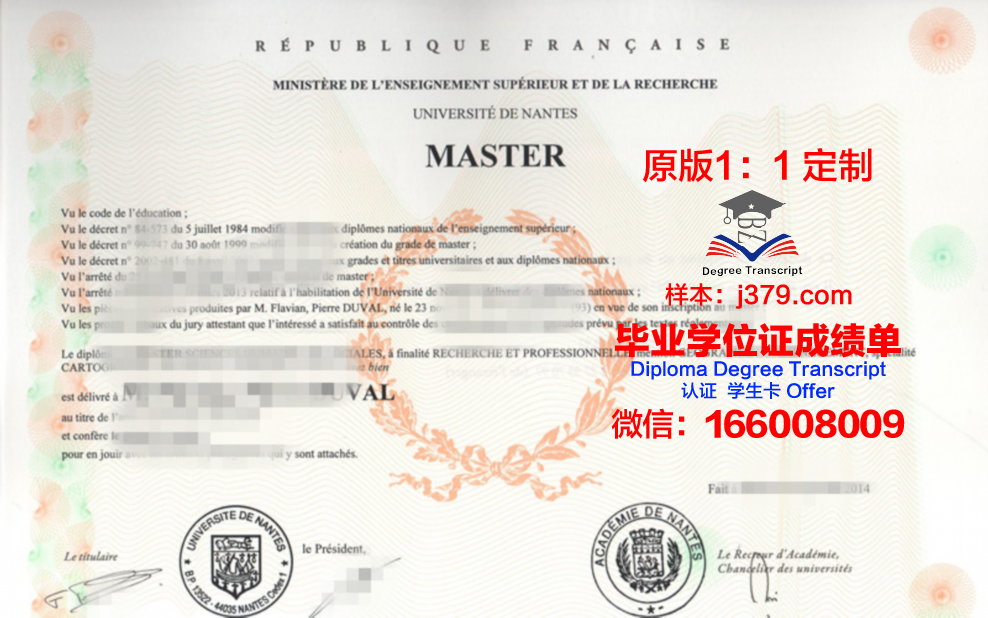 南特中央理工学院毕业证书模板(南特中央理工大学)